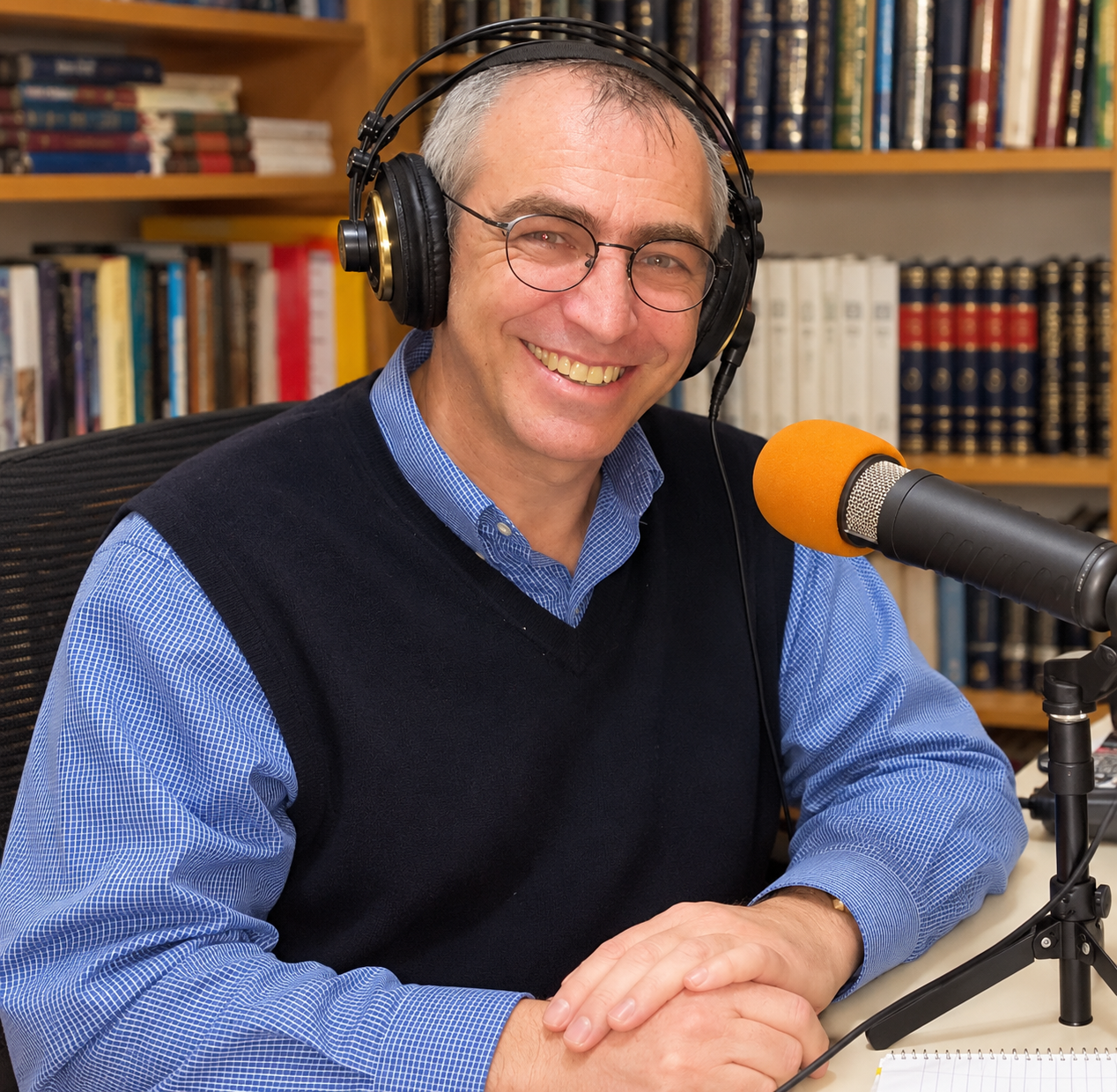 Rabbi Scott Kahn recording a podcast